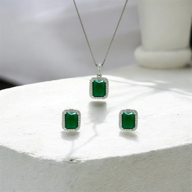 Rectangle emerald zirconia set