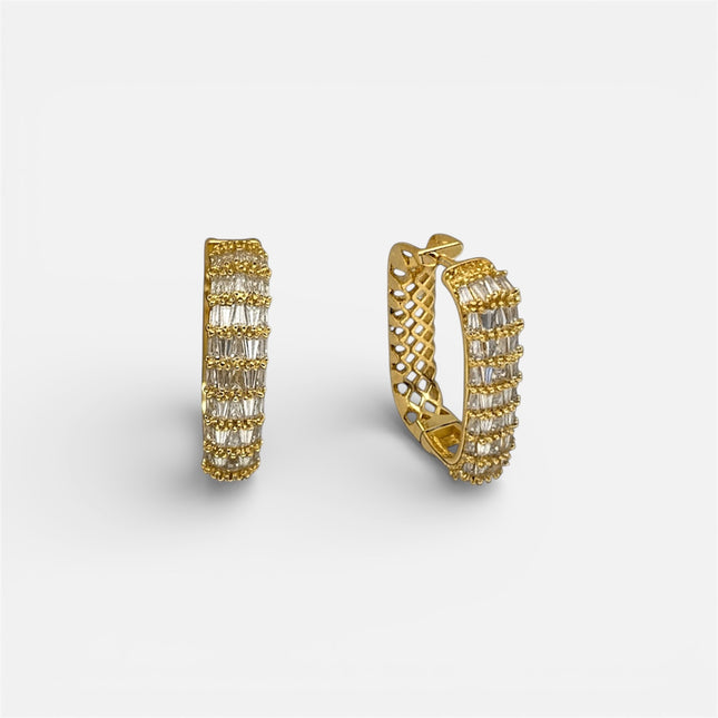 Hoop square zirconia earrings