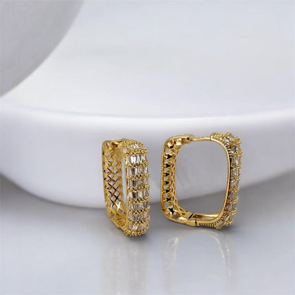 Hoop square zirconia earrings