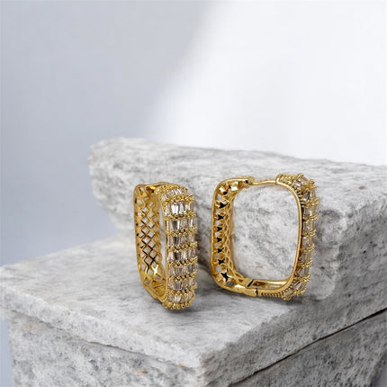 Hoop square zirconia earrings