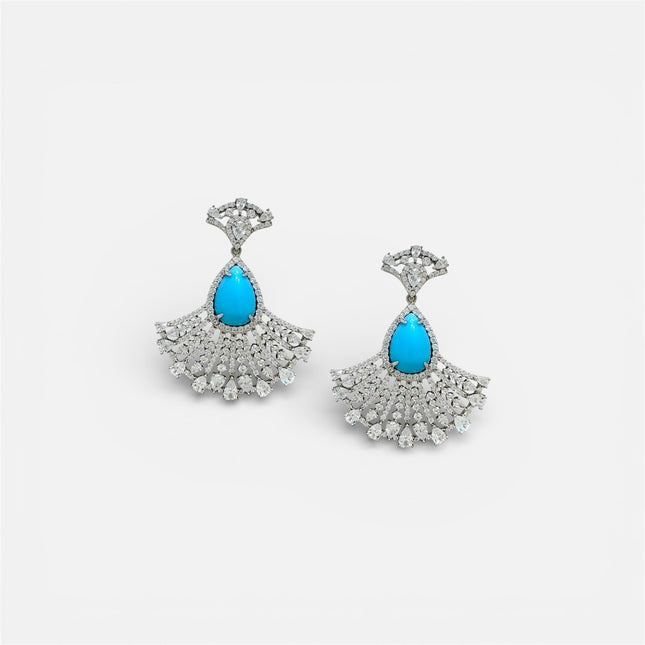 Turquoise and zirconia earrings