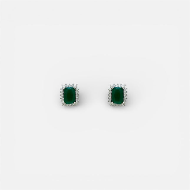 Rectangle emerald zirconia earrings