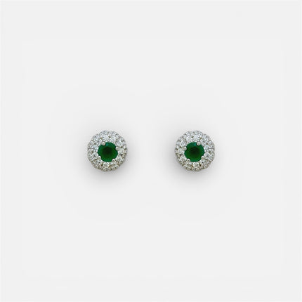 Round emerald zirconia earrings