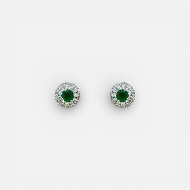 Round emerald zirconia earrings