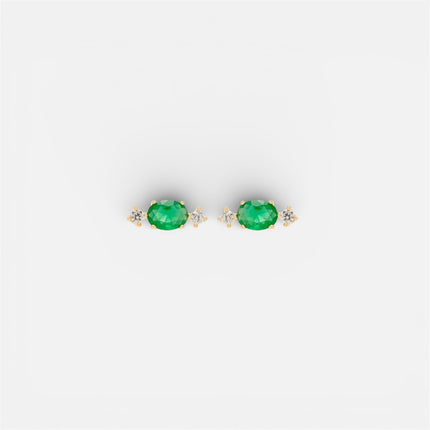 Emerald Crystal and White Zircon Oval Earring