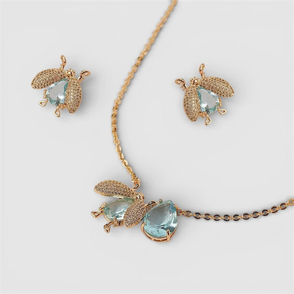 Crystal blue London bee set