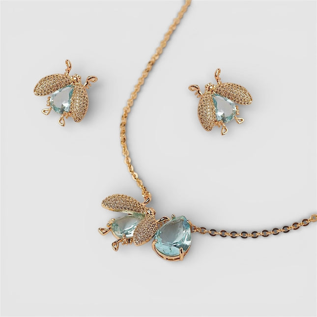 Crystal blue London bee set