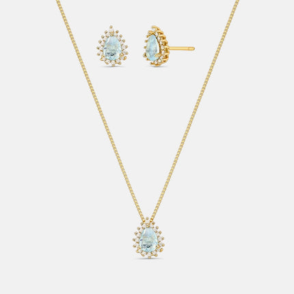 Drop zirconia aquamarine set