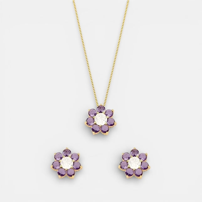 Amethyst zirconia flower set
