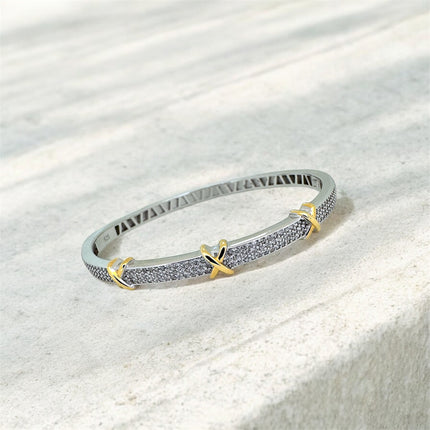 Sterling silver X bangle