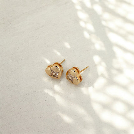 Heart zirconia earrings