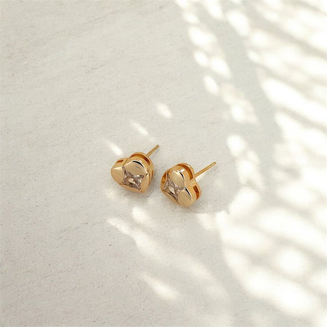 Heart zirconia earrings