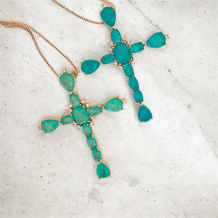 Crystal Colors cross necklace