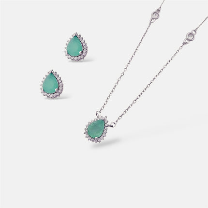 Drop tourmaline zirconia set