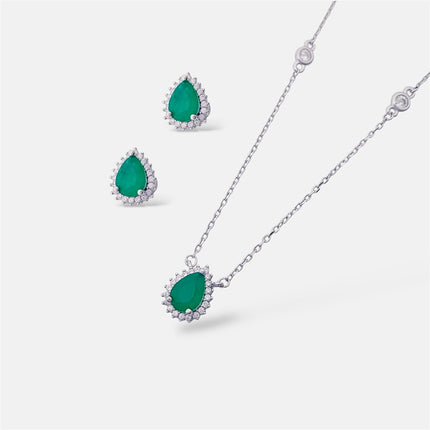 Drop emerald zirconia set
