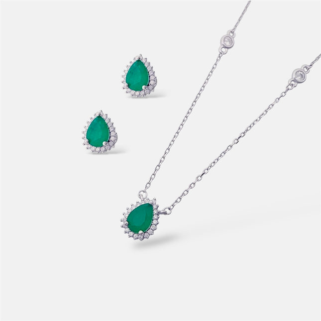 Drop emerald zirconia set