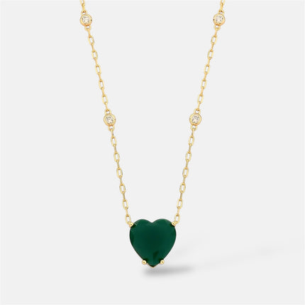 Heart emerald zirconia necklace