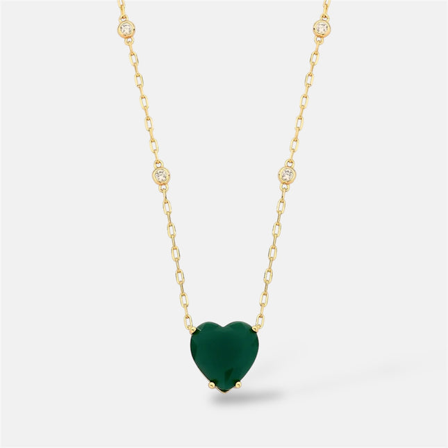 Heart emerald zirconia necklace