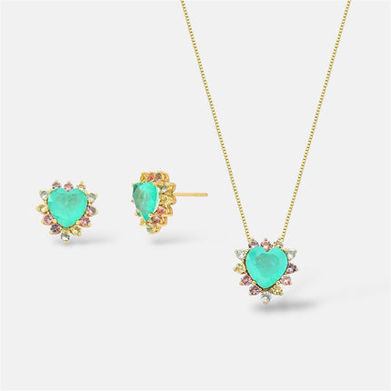 Heart tourmaline crystal set