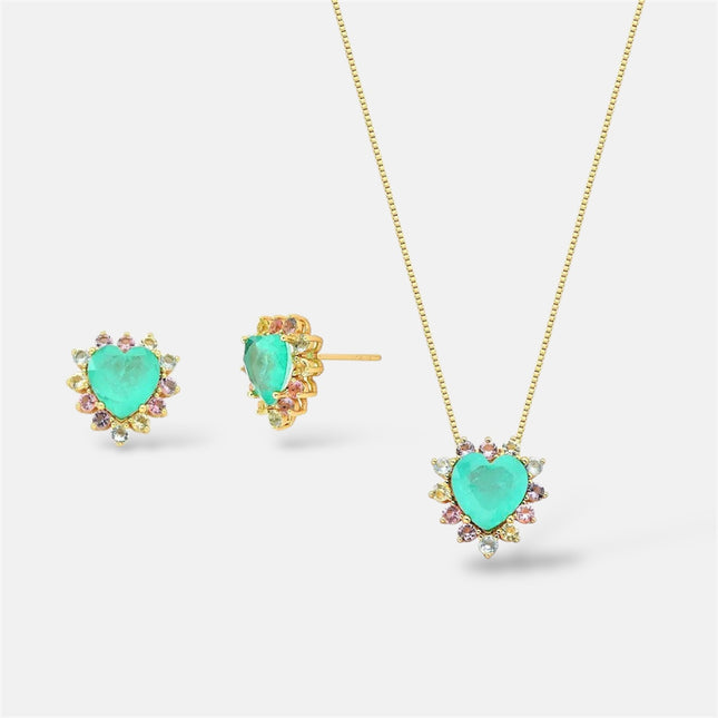 Heart tourmaline crystal set