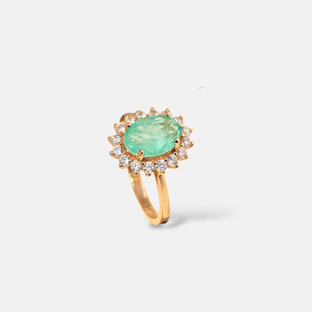 Oval Tourmaline AND zirconia Ring [Villa Valentina]