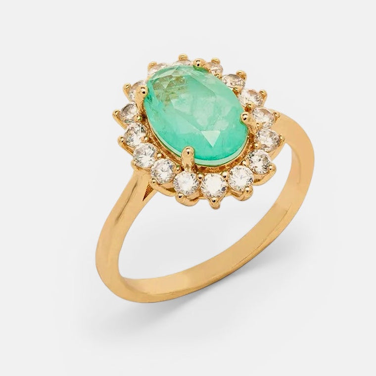 Oval Tourmaline AND zirconia Ring