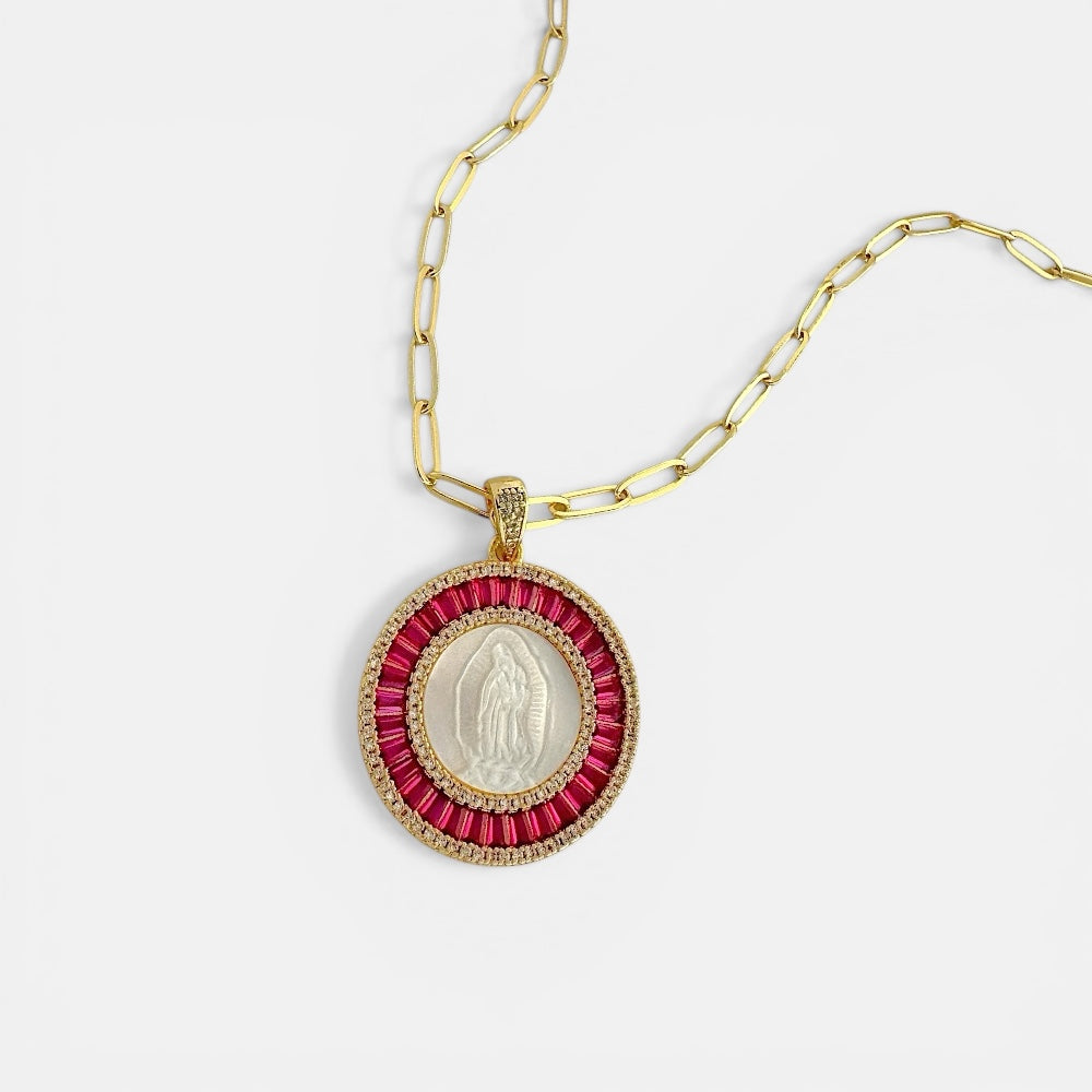 Delicate Our Lady Necklace Featuring Mother of Pearl