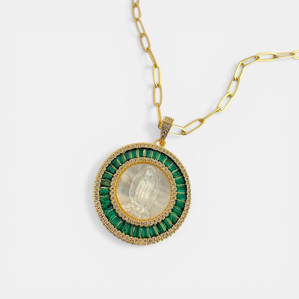 Delicate Our Lady Necklace Featuring Mother of Pearl