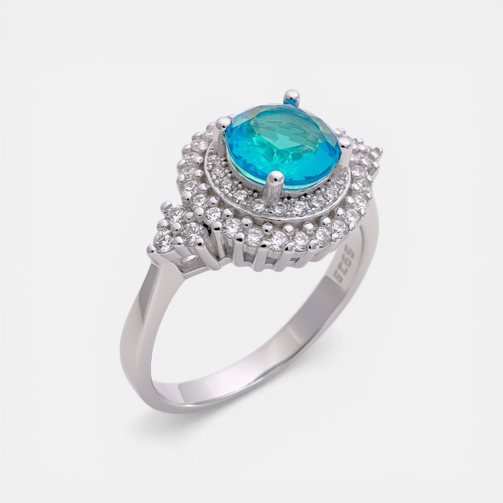 Round Tourmaline Zirconia Ring