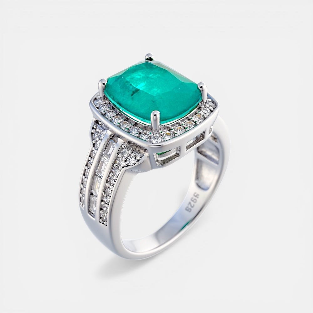 Rectangle Tourmaline Zirconia Ring
