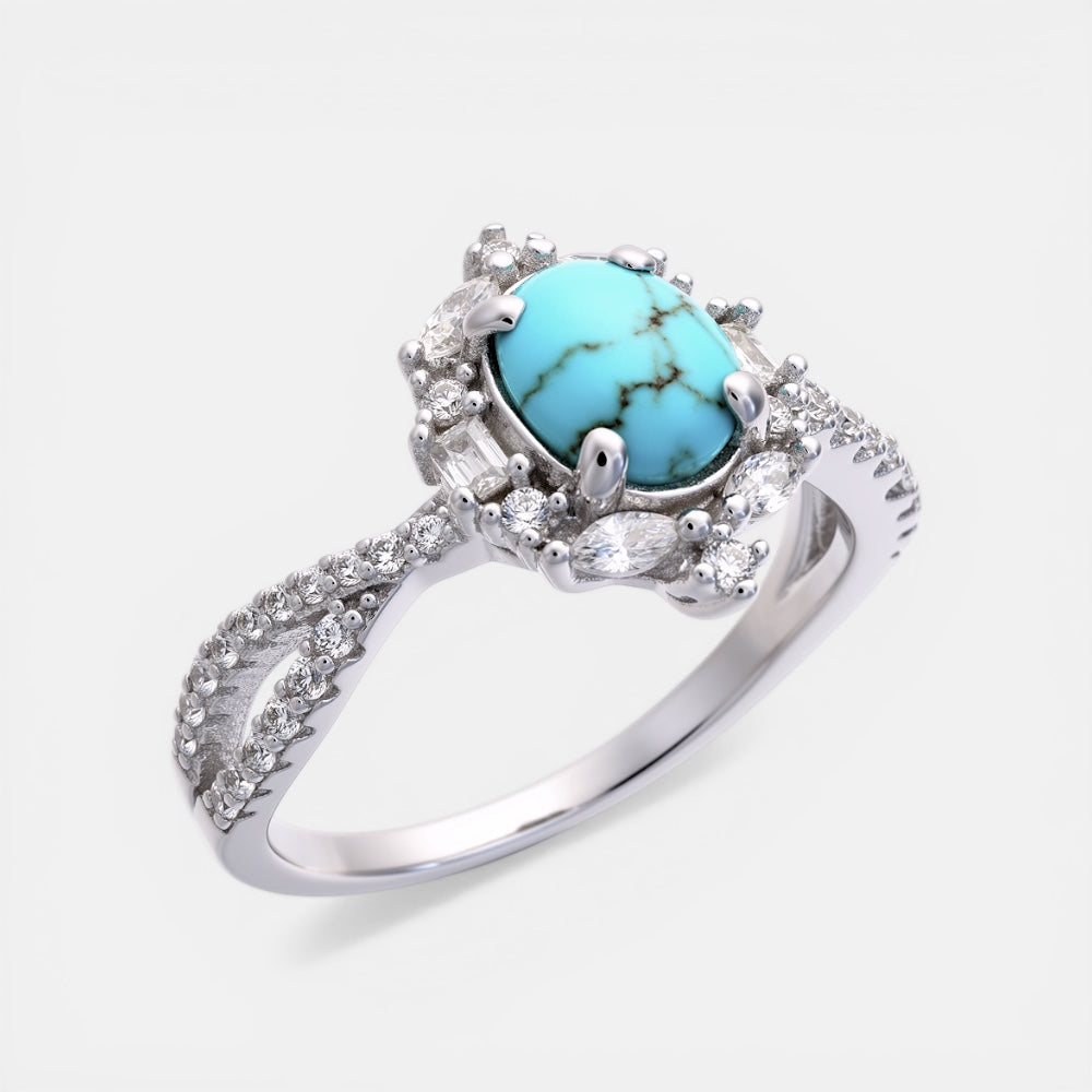 Oval Turquoise Zirconia Ring