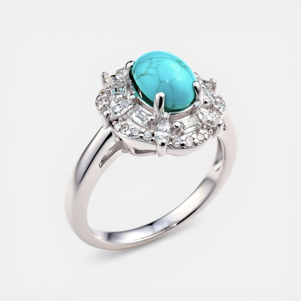 Oval Turquoise Zirconia Ring