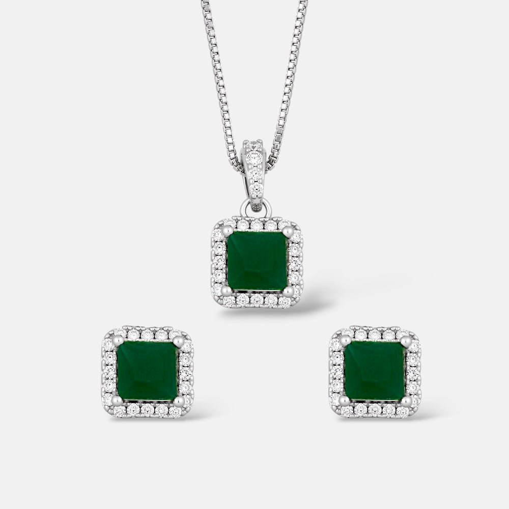 Square Emerald Zirconia Jewellery Set [Villa Valentina]