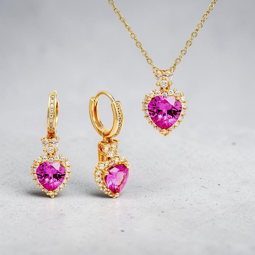 Ruby Heart Jewellery Set