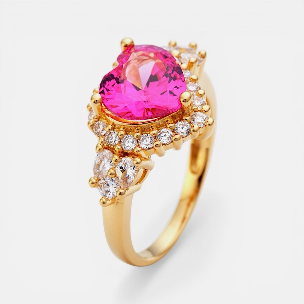 Pink Heart Zirconia Ring