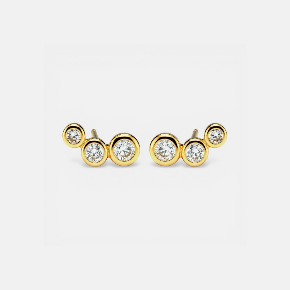 Zirconia Ear Cuff Stud Earrings [Villa Valentina]