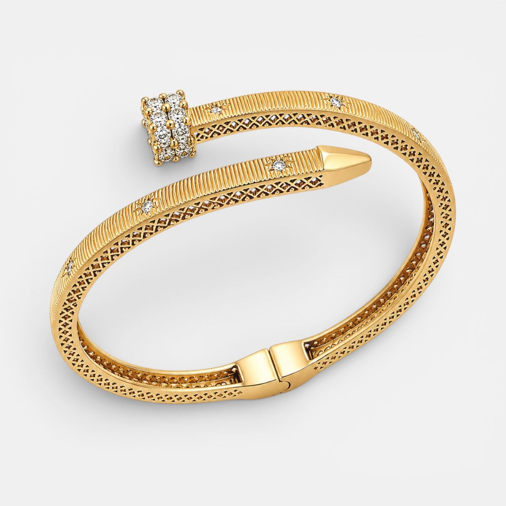 Gold Plated Star Detail Bangle [Villa Valentina]