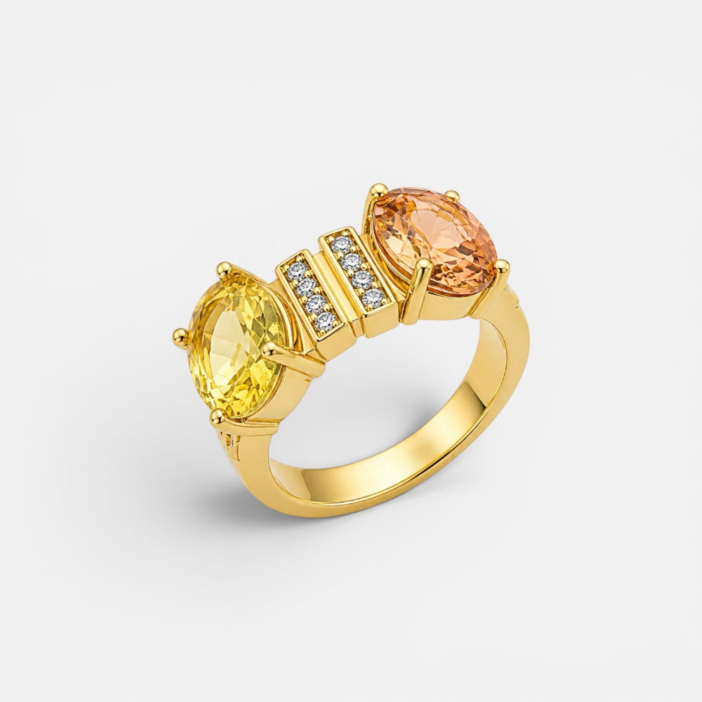 Gold Plated Multicolour Zirconia Ring [Villa Valentina]