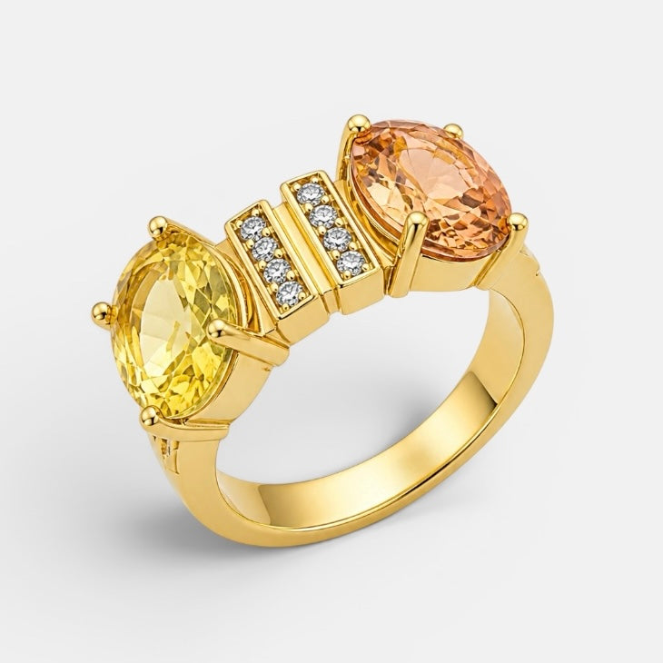Gold Plated Multicolour Zirconia Ring [Villa Valentina]