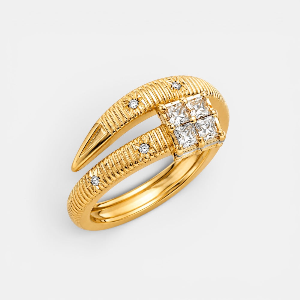 Gold Plated Zirconia Nail Ring [Villa Valentina]