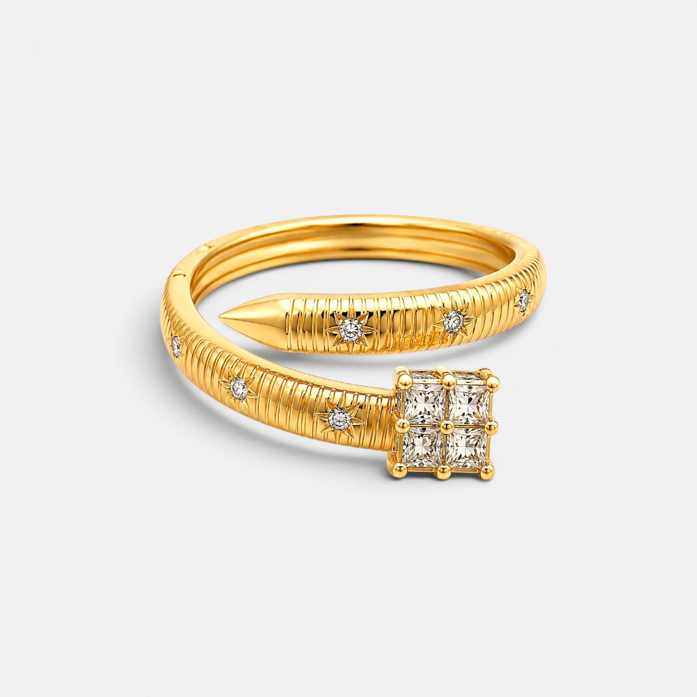 Gold Plated Zirconia Nail Ring [Villa Valentina]