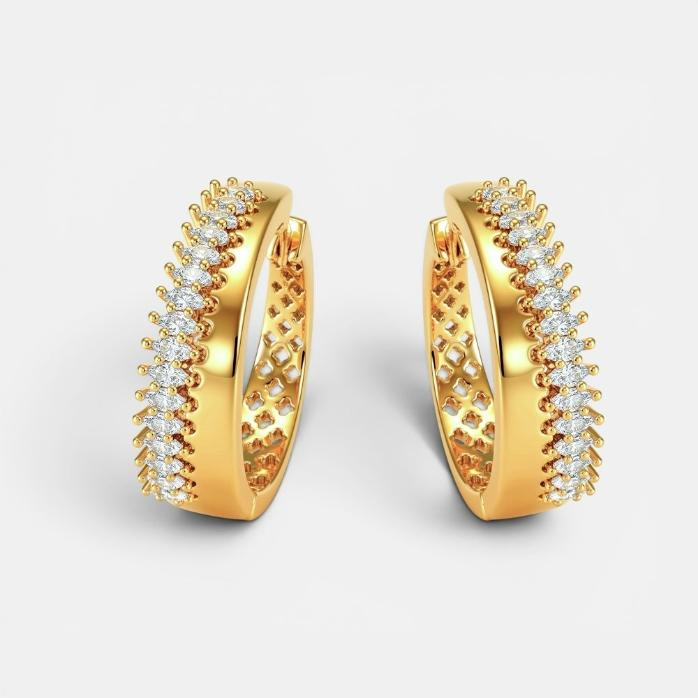 Gold Plated Marquise Zirconia Hoop Earrings [Villa Valentina]