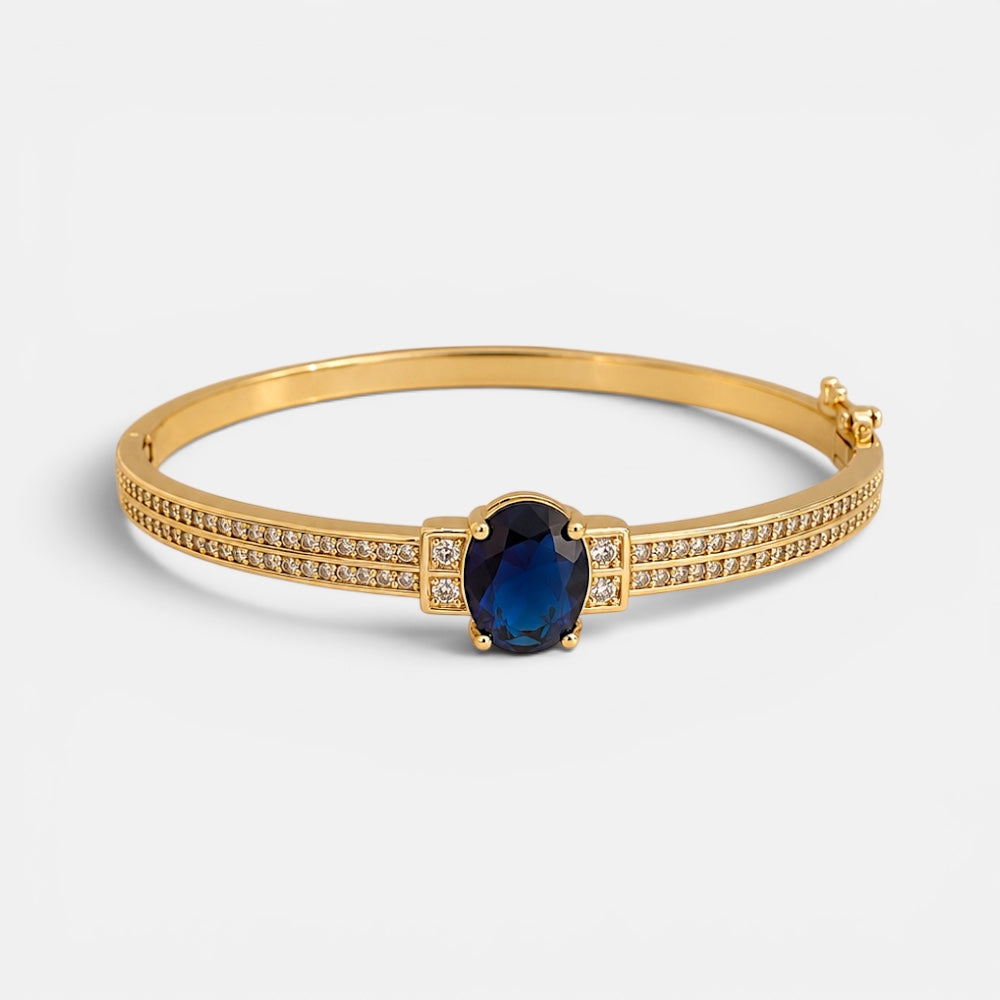 Gold Plated Sapphire Zirconia Bangle [Villa Valentina]