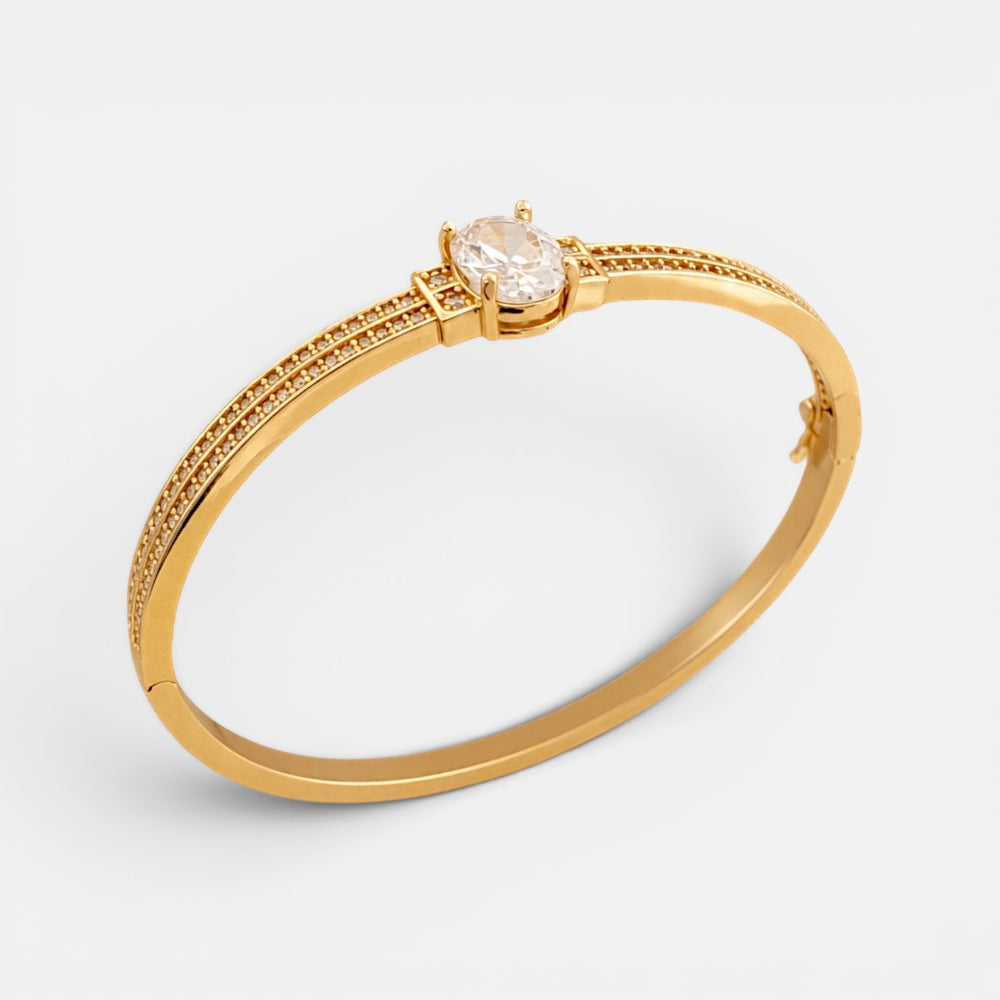 Gold Plated Classic Zirconia Bangle [Villa Valentina]