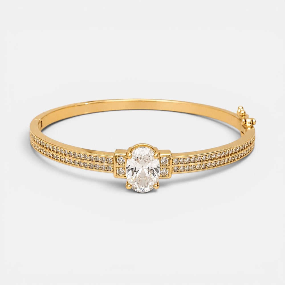 Gold Plated Classic Zirconia Bangle [Villa Valentina]