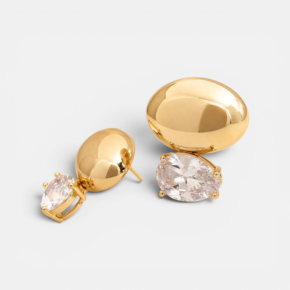 Gold Plated Earrings and Ring Set with Zirconia