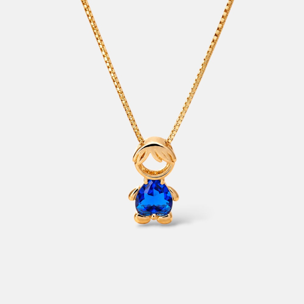 Gold Plated Boy Zirconia Charm Necklace [Villa Valentina]