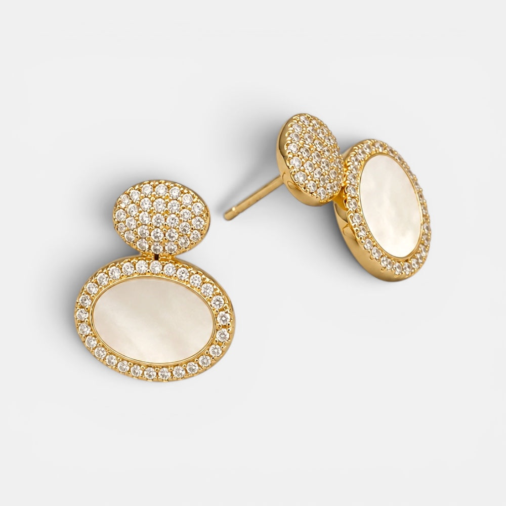 Mother of pearl zirconia earrings [Villa Valentina]