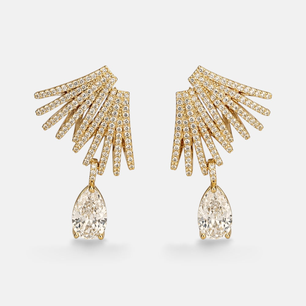 Cubic Zirconia Ear Cuff Earrings [Villa Valentina]