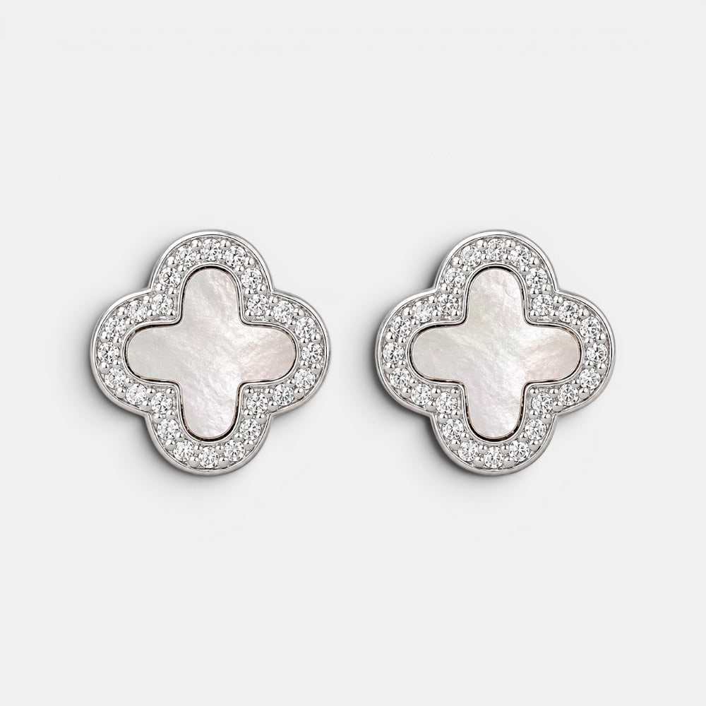 Mother of Pearl Clover Stud Earrings [Villa Valentina]